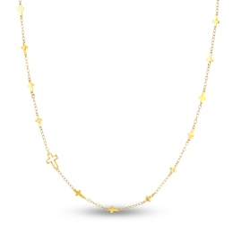 Cross Station Necklace 14K Yellow Gold 18&quot;