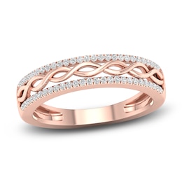 Diamond Twisted Wedding Band 1/8 ct tw Round 14K Rose Gold