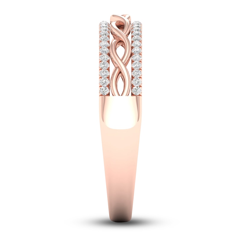 Main Image 3 of Diamond Twisted Wedding Band 1/8 ct tw Round 14K Rose Gold