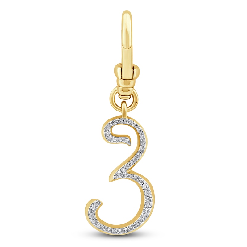 Main Image 1 of Charm'd by Lulu Frost Diamond Number 3 Charm 1/8 ct tw Pavé Round 10K Yellow Gold