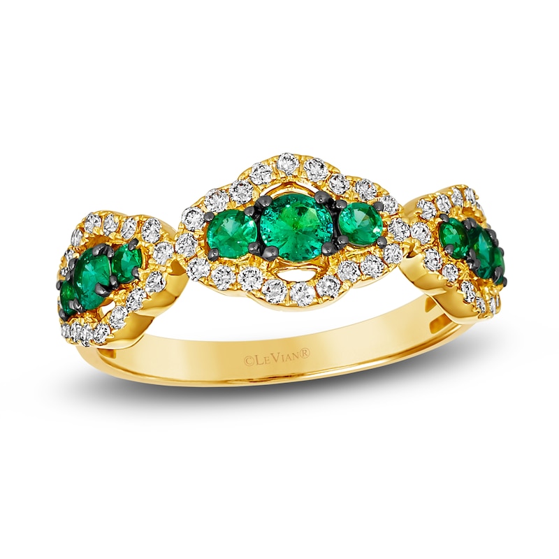 Main Image 1 of Le Vian Natural Emerald Ring 3/8 ct tw Diamonds 14K Honey Gold