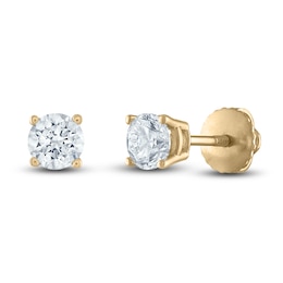 Certified Diamond Solitaire Stud Earrings 1/10 ct tw Round 14K Yellow Gold (I/I1)