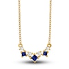 Thumbnail Image 0 of Natural Blue Sapphire Necklace 1/8 ct tw Diamonds 14K Yellow Gold 18"