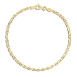 Diamond-Cut Rope Chain Anklet 14K Yellow Gold 10&quot;