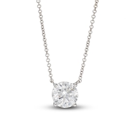 Lab-Created Diamond Solitaire Necklace 2 ct tw Round 14K White Gold 19&quot; (SI2/F)
