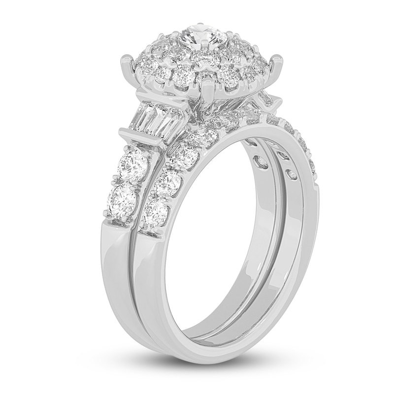 Main Image 2 of Diamond Halo Bridal Set 2 ct tw Round 14K White Gold