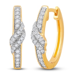 Diamond Wrap Hoop Earrings 1/4 ct tw Round 14K Yellow Gold