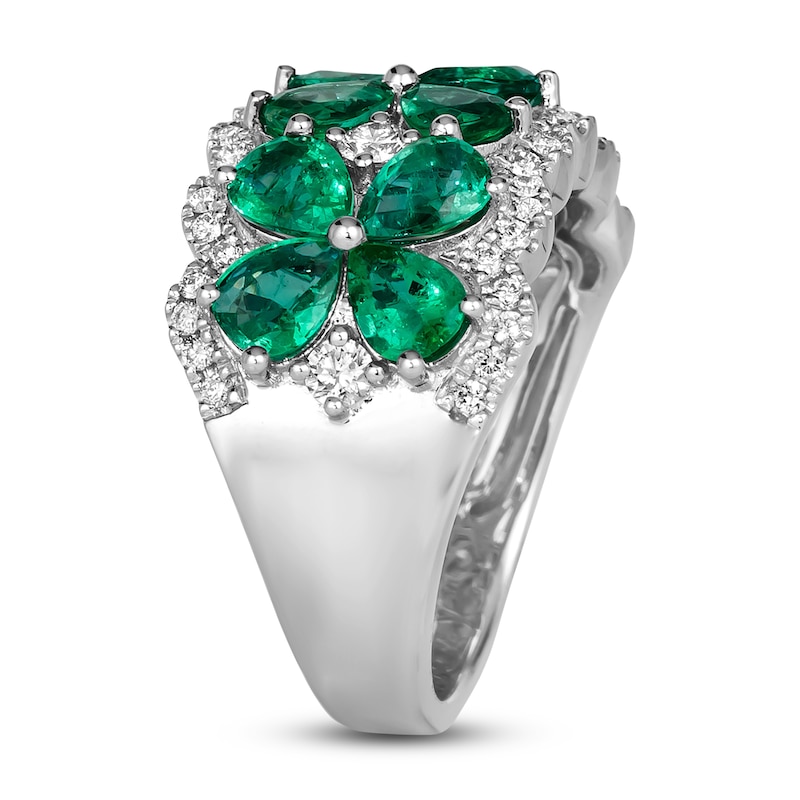 Le Vian Natural Emerald Flower Ring 1/2 ct tw Diamonds Platinum