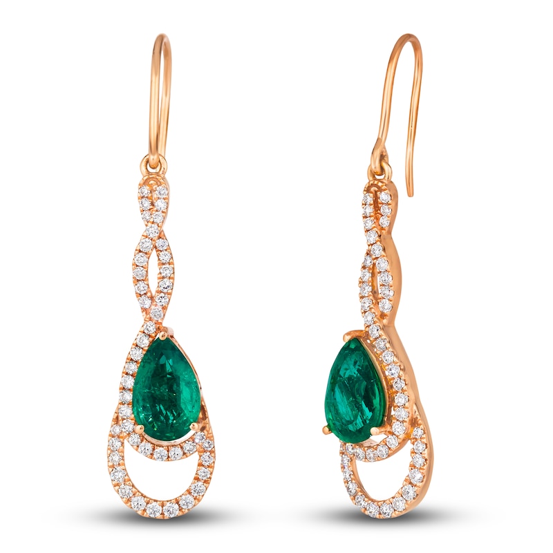 Main Image 1 of Le Vian Natural Emerald Earrings 5/8 ct tw Diamonds 18K Strawberry Gold