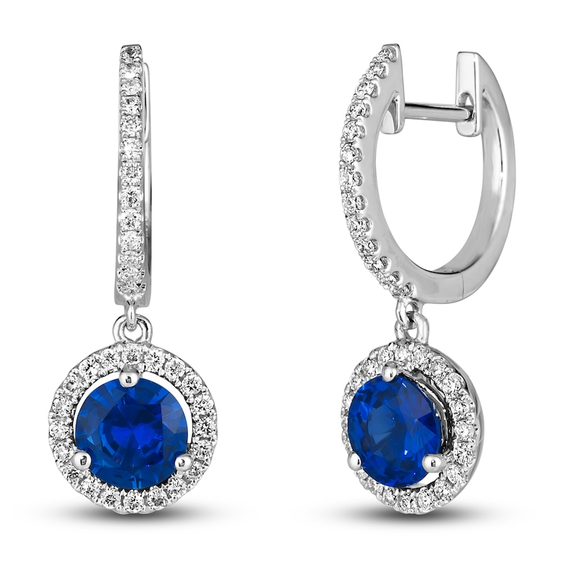 Le Vian Natural Ceylon Sapphire Earrings 1/3 ct tw Diamonds 18K Vanilla Gold