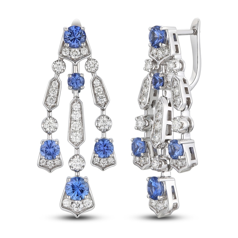 Le Vian Natural Blue Sapphire Earrings 1-1/8 ct tw Diamonds 18K Vanilla Gold