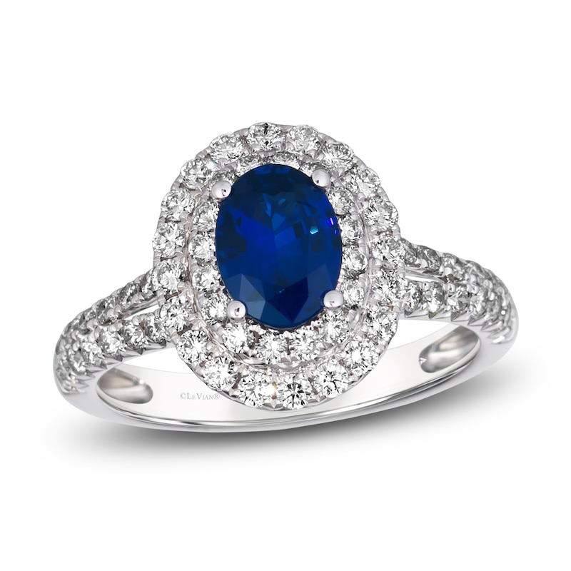 Main Image 1 of Le Vian Natural Ceylon Sapphire Ring 7/8 ct tw Diamonds 18K Vanilla Gold