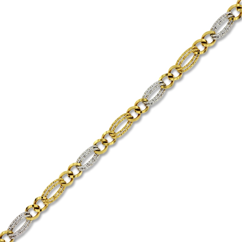 Main Image 2 of Italia D'Oro Diamond-Cut Oval Twist Necklace 14K Two-Tone Gold 18&quot;