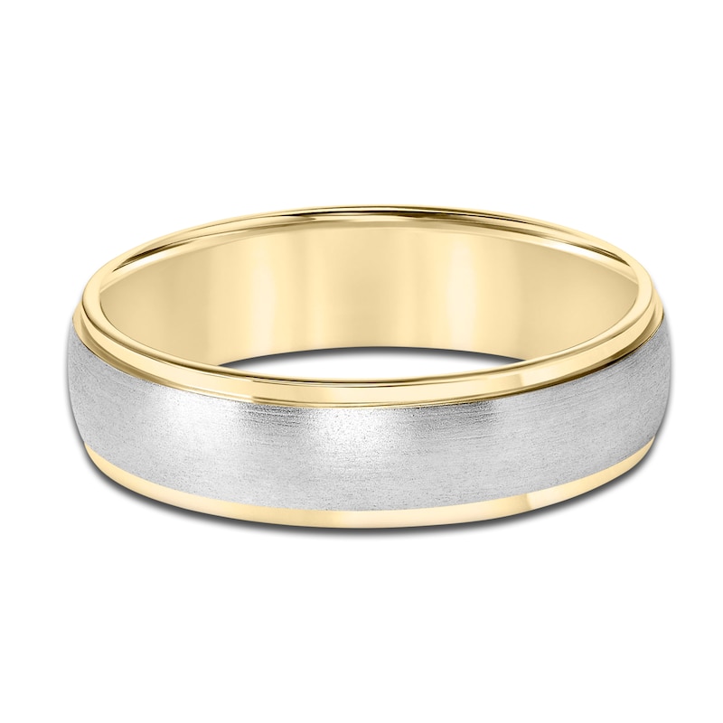 Main Image 3 of Men's Brushed Wedding Band 14K Two-Tone Gold 6.0mm