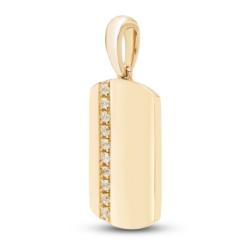 Men's Diamond Dog Tag Pendant 1 ct tw Round-cut 10K Yellow Gold