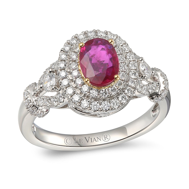 Le Vian Oval-Cut Natural Ruby Ring 5/8 ct tw Diamonds Platinum