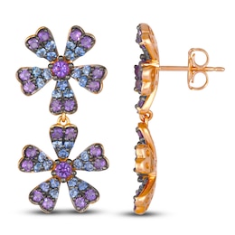 Le Vian Natural Blue Sapphire & Natural Amethyst Earrings 14K Strawberry Gold