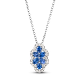 Le Vian Natural Blue Sapphire & Diamond Pendant Necklace 1/5 ct tw Platinum