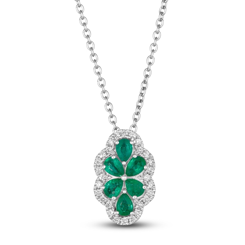 Le Vian Natural Emerald & Diamond Pendant Necklace 1/5 ct tw Platinum