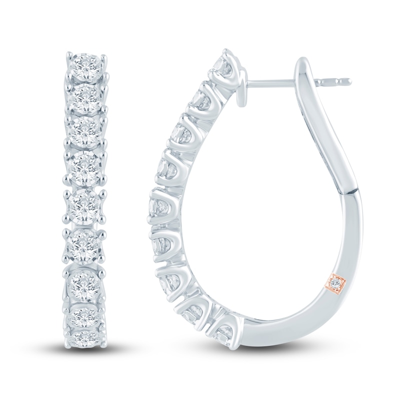 Main Image 1 of Pnina Tornai Diamond Hoop Earrings 2 ct tw Round 14K White Gold