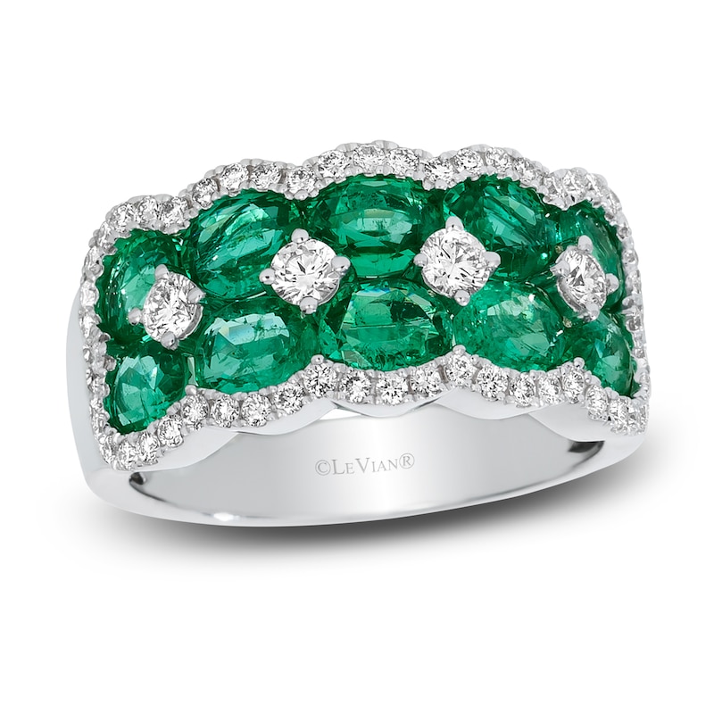 Le Vian Oval-Cut Natural Emerald Ring 5/8 ct tw Round Diamonds 14K Vanilla Gold