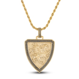 1933 by Esquire Men's Griffin Shield Necklace 14K Yellow Gold Plated Sterling Silver 22&quot;
