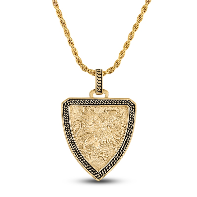 Main Image 1 of 1933 by Esquire Men's Griffin Shield Necklace 14K Yellow Gold Plated Sterling Silver 22&quot;