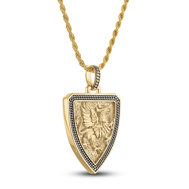 Main Image 2 of 1933 by Esquire Men's Griffin Shield Necklace 14K Yellow Gold Plated Sterling Silver 22&quot;