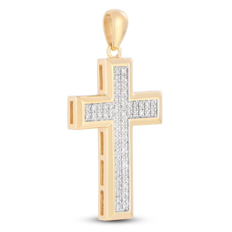 Main Image 2 of Men's Diamond Cross Charm 1/4 ct tw 10K Yellow Gold