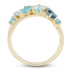 Thumbnail Image 2 of Multi-Shape Natural Swiss, Sky & London Blue Topaz Diamond Accent Ring 14K Yellow Gold