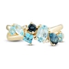 Thumbnail Image 3 of Multi-Shape Natural Swiss, Sky & London Blue Topaz Diamond Accent Ring 14K Yellow Gold