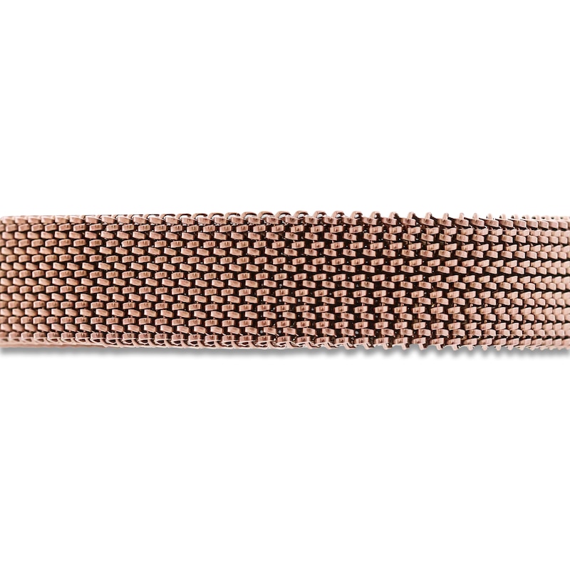 ZYDO Diamond Rose-Tone Mesh Stretch Bracelet 1/10 ct tw Ion-Plated Stainless Steel & 18K Yellow Gold 6.5"