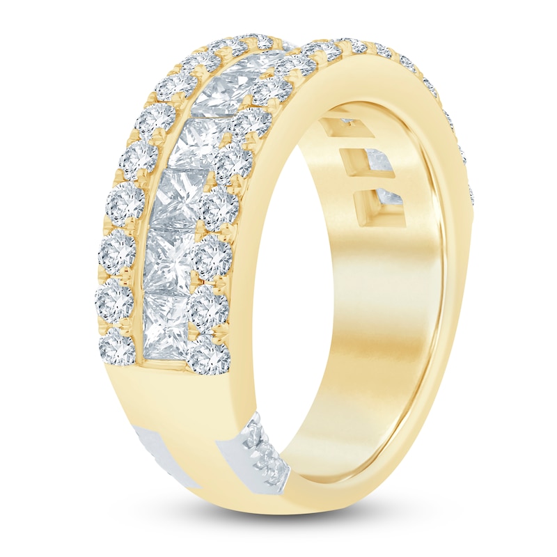 Pnina Tornai Couture Princess & Round-Cut Diamond Anniversary Ring 3 ct tw 18K Yellow Gold