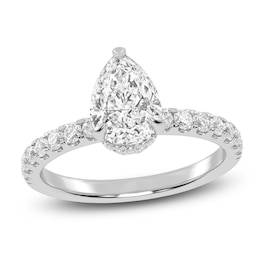 Lab-Created Pear-Shaped Diamond Engagement Ring 1-1/2 ct tw 14K White Gold