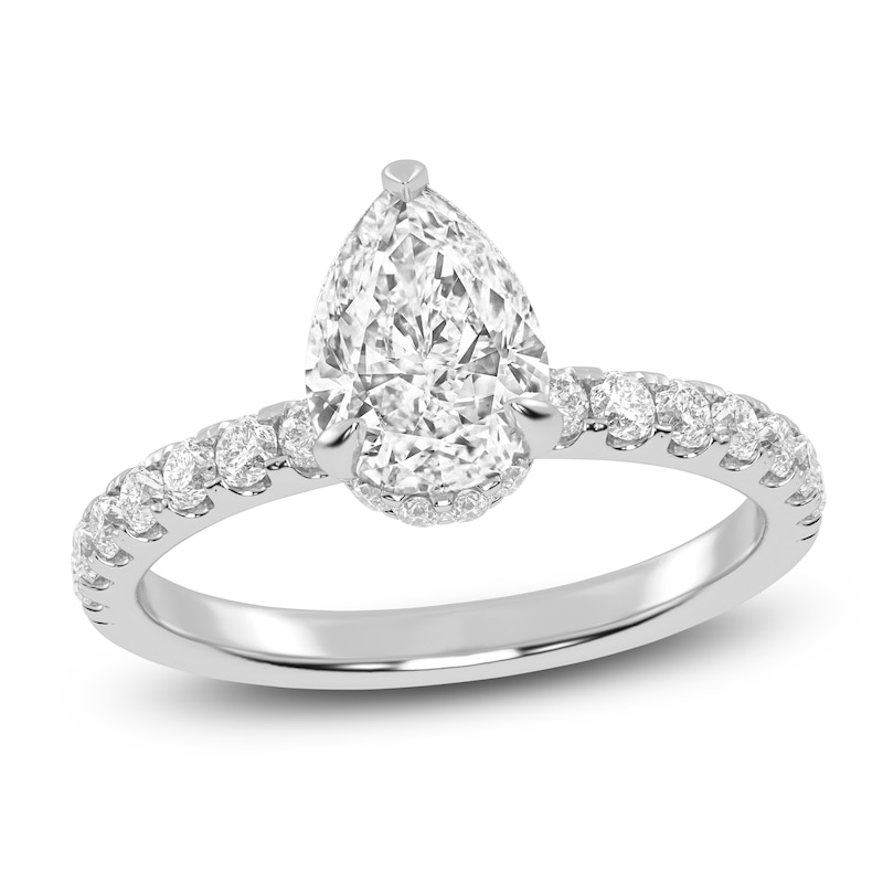 Lab-Created Pear-Shaped Diamond Engagement Ring 1-1/2 ct tw 14K White Gold