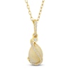 Thumbnail Image 1 of Pear-Shaped Natural Opal & Diamond Necklace 1/15 ct tw 14K Yellow Gold 18&quot;