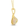 Thumbnail Image 2 of Pear-Shaped Natural Opal & Diamond Necklace 1/15 ct tw 14K Yellow Gold 18&quot;