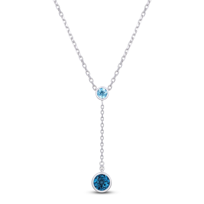 Main Image 3 of Natural Swiss & London Blue Topaz with Diamond Accents Wedding Day Gift Set 10K White Gold