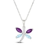 Thumbnail Image 0 of Marquise-Cut Natural Amethyst, Natural Aquamarine & White Lab-Created Sapphire Dragonfly Necklace Sterling Silver 18"