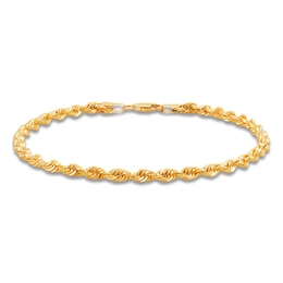 Solid Glitter Rope Chain Bracelet 3.8mm 14K Yellow Gold 8.5&quot;