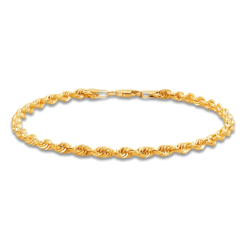 Main Image 1 of Solid Glitter Rope Chain Bracelet 3.8mm 14K Yellow Gold 8.5&quot;