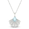 Thumbnail Image 1 of Pear-Shaped Natural Aquamarine & White Lab-Created Sapphire Shell Necklace Sterling Silver 18&quot;