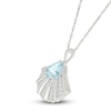 Thumbnail Image 2 of Pear-Shaped Natural Aquamarine & White Lab-Created Sapphire Shell Necklace Sterling Silver 18&quot;