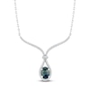 Thumbnail Image 1 of Montana Blue Oval-Cut Natural Sapphire & Diamond Necklace 1/5 ct tw 14K White Gold 18&quot;