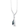 Thumbnail Image 2 of Montana Blue Oval-Cut Natural Sapphire & Diamond Necklace 1/5 ct tw 14K White Gold 18&quot;