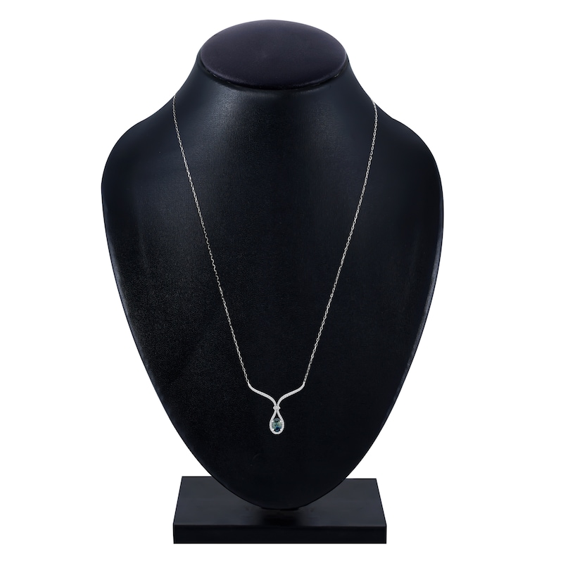 Main Image 4 of Montana Blue Oval-Cut Natural Sapphire & Diamond Necklace 1/5 ct tw 14K White Gold 18&quot;