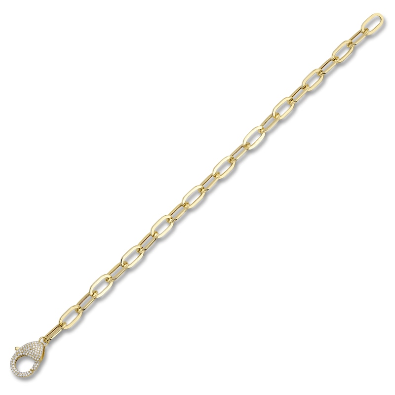 Main Image 2 of Shy Creation Diamond Clasp Paperclip Chain Bracelet 3/8 ct tw 14K Yellow Gold 7&quot; SC55023436