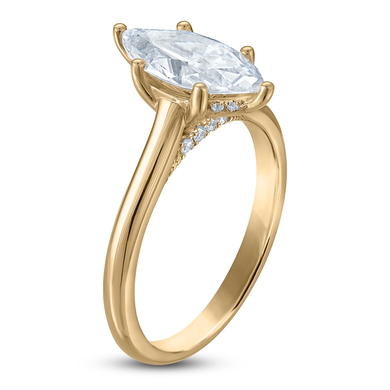 Main Image 2 of Marquise-Cut Lab-Created Diamond Solitaire Plus Engagement Ring 1-5/8 ct tw 18K Yellow Gold (VS2/F)