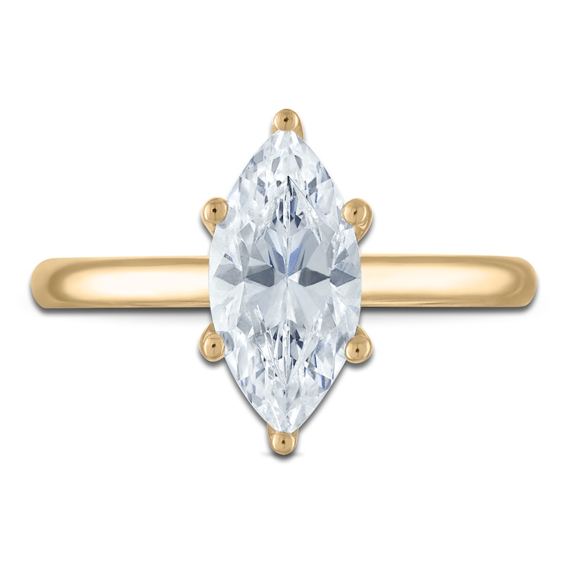 Main Image 3 of Marquise-Cut Lab-Created Diamond Solitaire Plus Engagement Ring 1-5/8 ct tw 18K Yellow Gold (VS2/F)