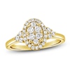 Thumbnail Image 1 of Multi-Diamond Oval Halo Promise Ring 3/8 ct tw 10K Yellow Gold